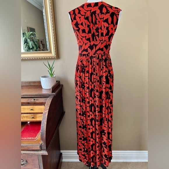 Anthropologie Plenty by Tracy Reese Fabiola Maxi Dress Red Black Tie Front S - Picture 5 of 10